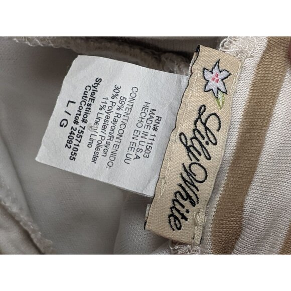 Lily White Size L Large Maxi Skirt Tan White Striped Long Modest - Picture 4 of 5